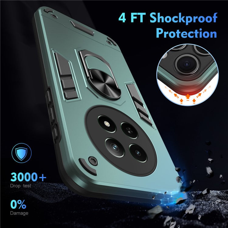 For Realme 12 5G Case PC+TPU Shockproof Phone Protective Cover Rotating Kickstand - Green