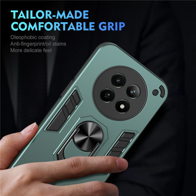 For Realme 12 5G Case PC+TPU Shockproof Phone Protective Cover Rotating Kickstand - Green