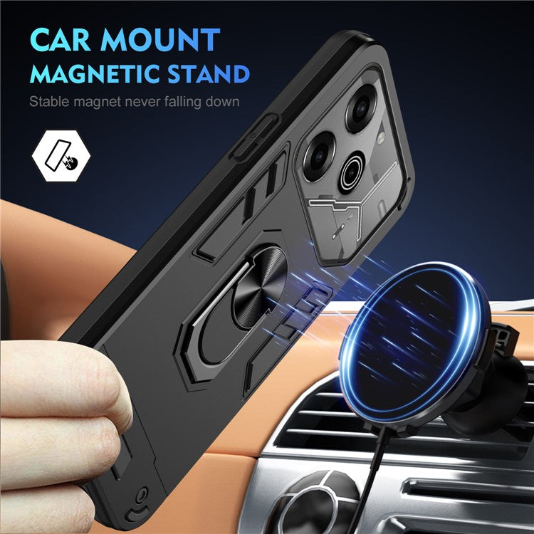 For TECNO Pova 6 Pro 5G Case PC+TPU Kickstand Protective Phone Cover - Black