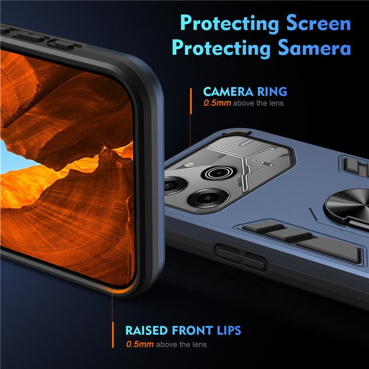 For TECNO Pova 6 Pro 5G Case PC+TPU Kickstand Protective Phone Cover - Blue