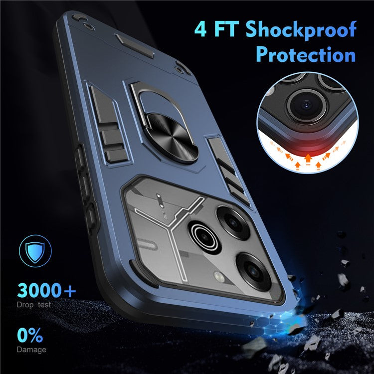 For TECNO Pova 6 Pro 5G Case PC+TPU Kickstand Protective Phone Cover - Blue
