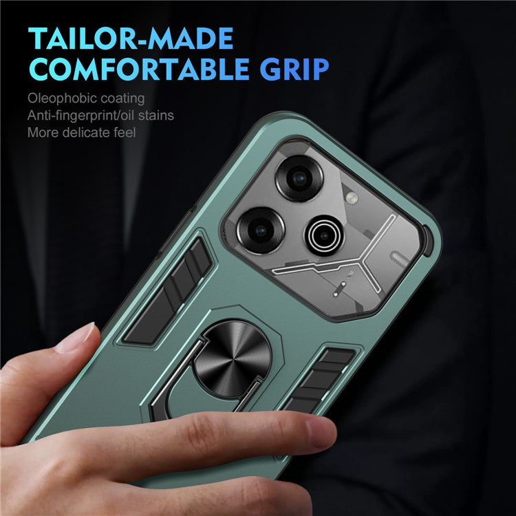 For TECNO Pova 6 Pro 5G Case PC+TPU Kickstand Protective Phone Cover - Green