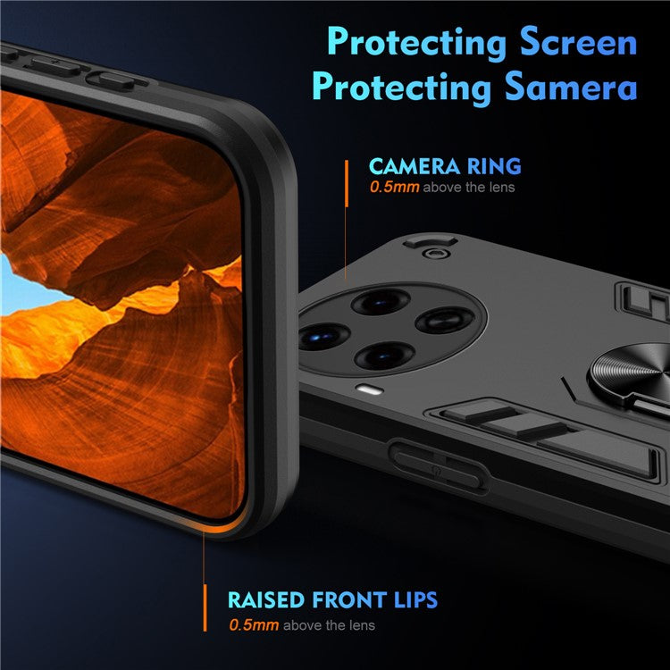 For TECNO Camon 30 Premier 5G Case Kickstand PC+TPU 2-in-1 Anti-Drop Phone Cover - Black