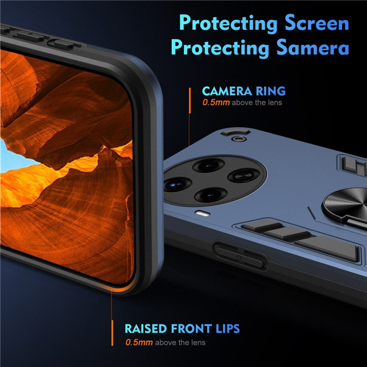 For TECNO Camon 30 Premier 5G Case Kickstand PC+TPU 2-in-1 Anti-Drop Phone Cover - Blue