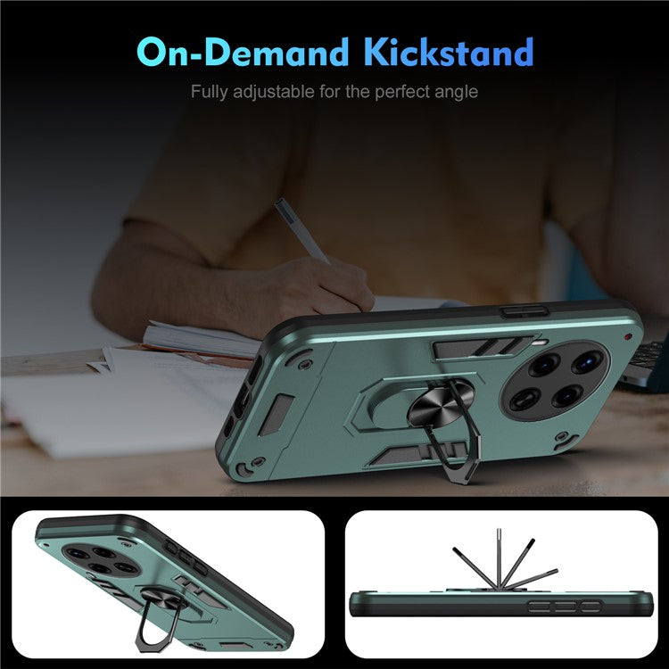 For TECNO Camon 30 Premier 5G Case Kickstand PC+TPU 2-in-1 Anti-Drop Phone Cover - Green