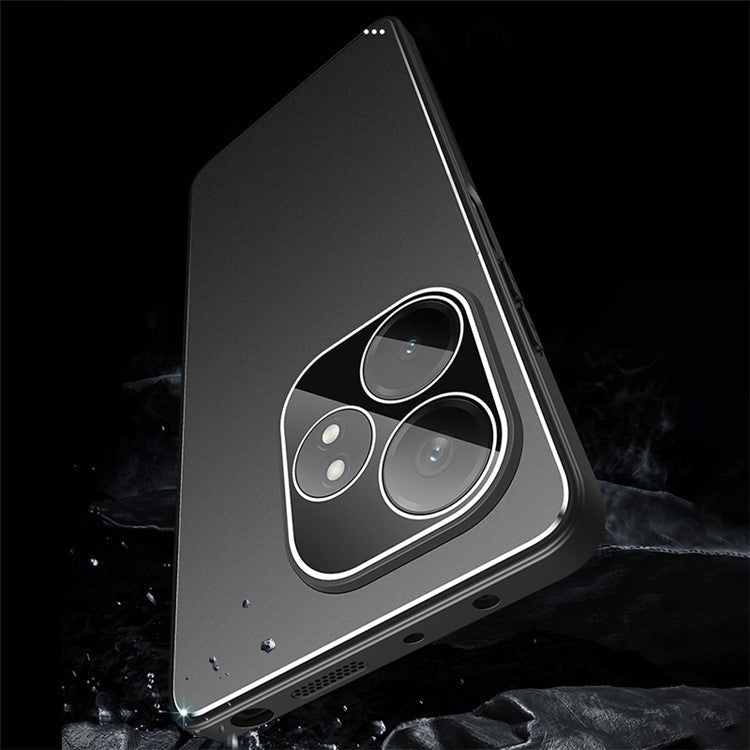 For Realme GT Neo6 5G Case PC+TPU Anti-Drop Matte Phone Cover with Tempered Glass Lens Cover - Black