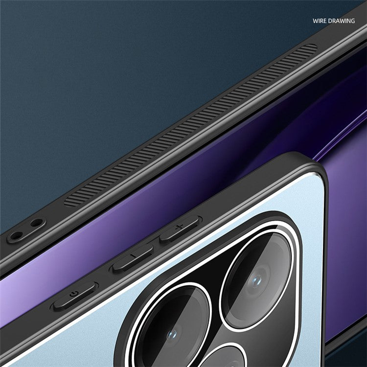 For Realme GT Neo6 5G Case PC+TPU Anti-Drop Matte Phone Cover with Tempered Glass Lens Cover - Blue