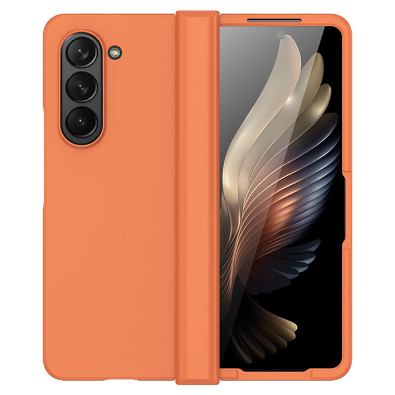 For Samsung Galaxy Z Fold6 5G Case Skin Feel PC Phone Cover with Hinge Protection - Orange