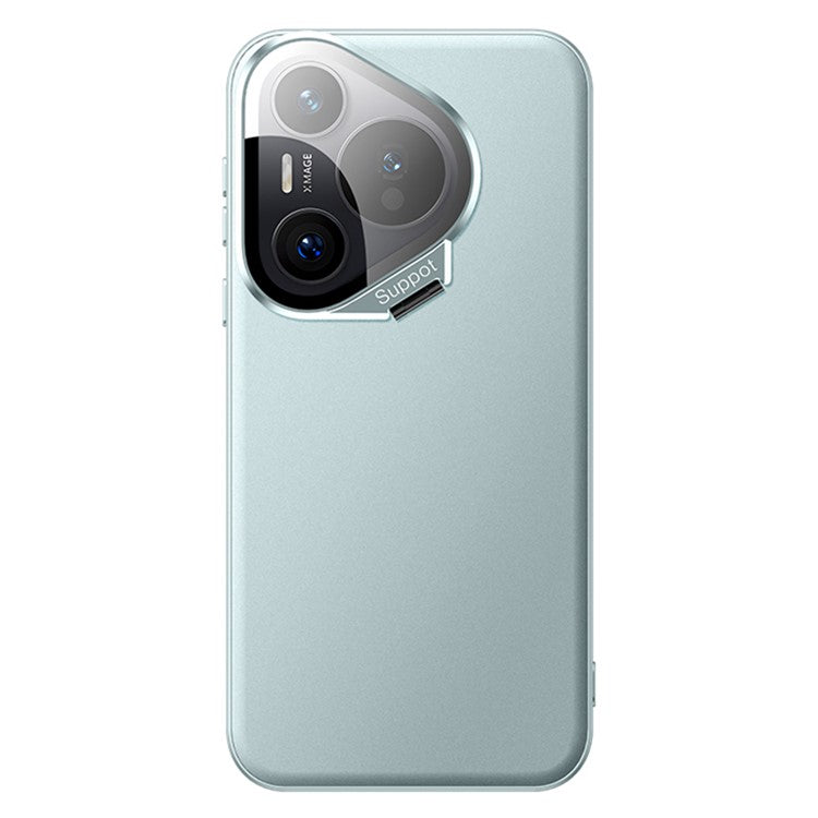 For Huawei Pura 70 Magnetic Case Metal Lens Frame Kickstand TPU+PC Anti-Drop Phone Cover - Baby Blue