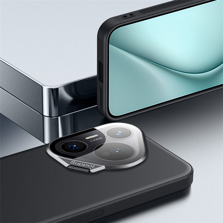 For Huawei Pura 70 Magnetic Case Metal Lens Frame Kickstand TPU+PC Anti-Drop Phone Cover - Baby Blue