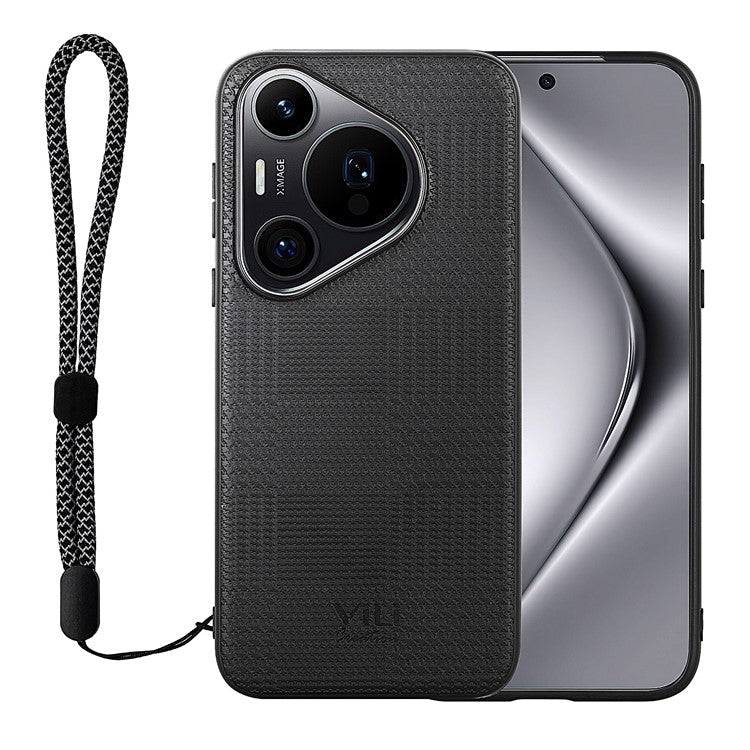 VILI TH Series for Huawei Pura 70 Case Leather Coated TPU + PC Anti-Slip Texture Phone Cover - Black