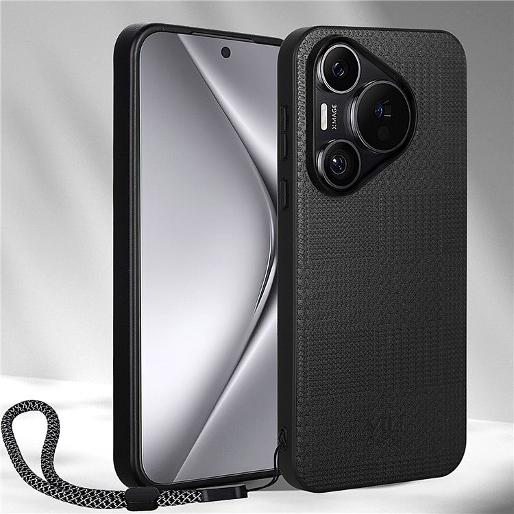 VILI TH Series for Huawei Pura 70 Case Leather Coated TPU + PC Anti-Slip Texture Phone Cover - Black
