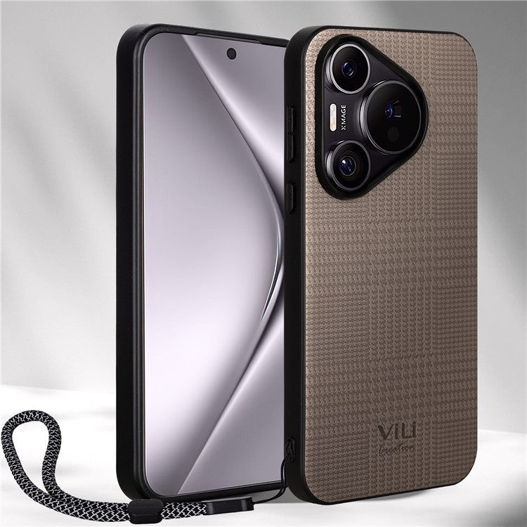 VILI TH Series for Huawei Pura 70 Case Leather Coated TPU + PC Anti-Slip Texture Phone Cover - Grey