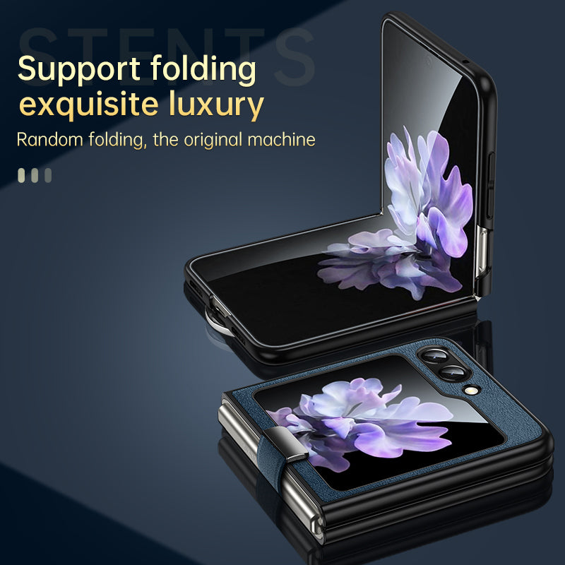 SULADA Fashion Series for Samsung Galaxy Z Flip6 5G Case Wristband Kickstand Leather+PC Phone Cover - Black