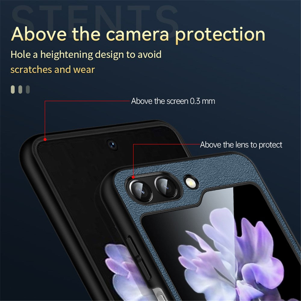 SULADA Fashion Series for Samsung Galaxy Z Flip7 FE 5G / Z Flip6 5G Case Wristband Kickstand Leather+PC Phone Cover - Black