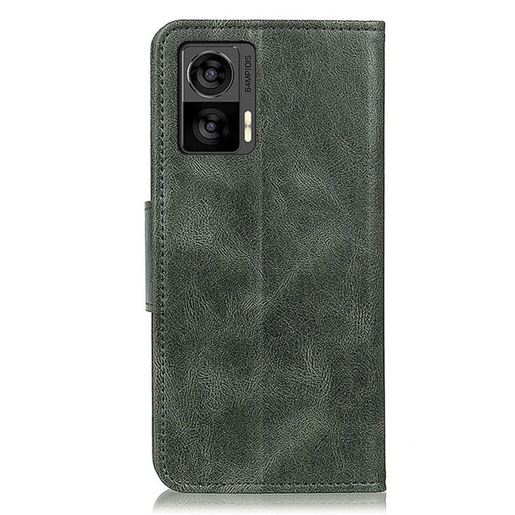 Anti-drop Split Leather Phone Case For Motorola Edge 30 Neo 5G/30 Lite Crazy Horse Texture Wallet Stand Magnetic Mobile Phone Shell - Blackish Green