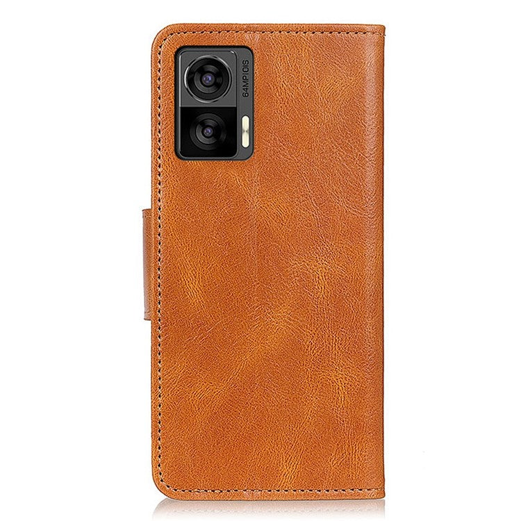 Anti-drop Split Leather Phone Case For Motorola Edge 30 Neo 5G / 30 Lite Crazy Horse Texture Wallet Stand Magnetic Mobile Phone Shell - Brown