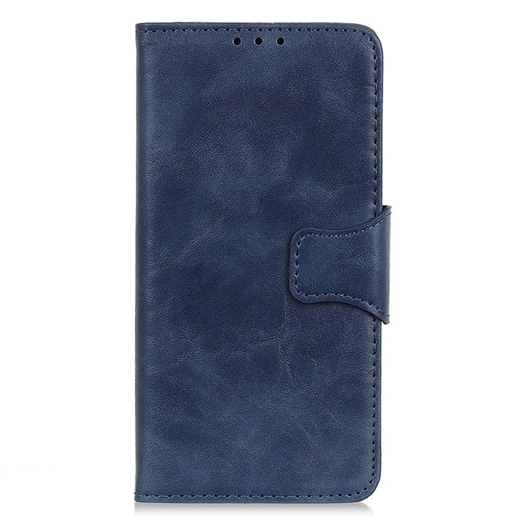 Crazy Horse Texture Phone Case for Motorola Edge 30 Neo 5G, Scratch-resistant Split Leather Phone Flip Wallet Cover with Stand - Blue