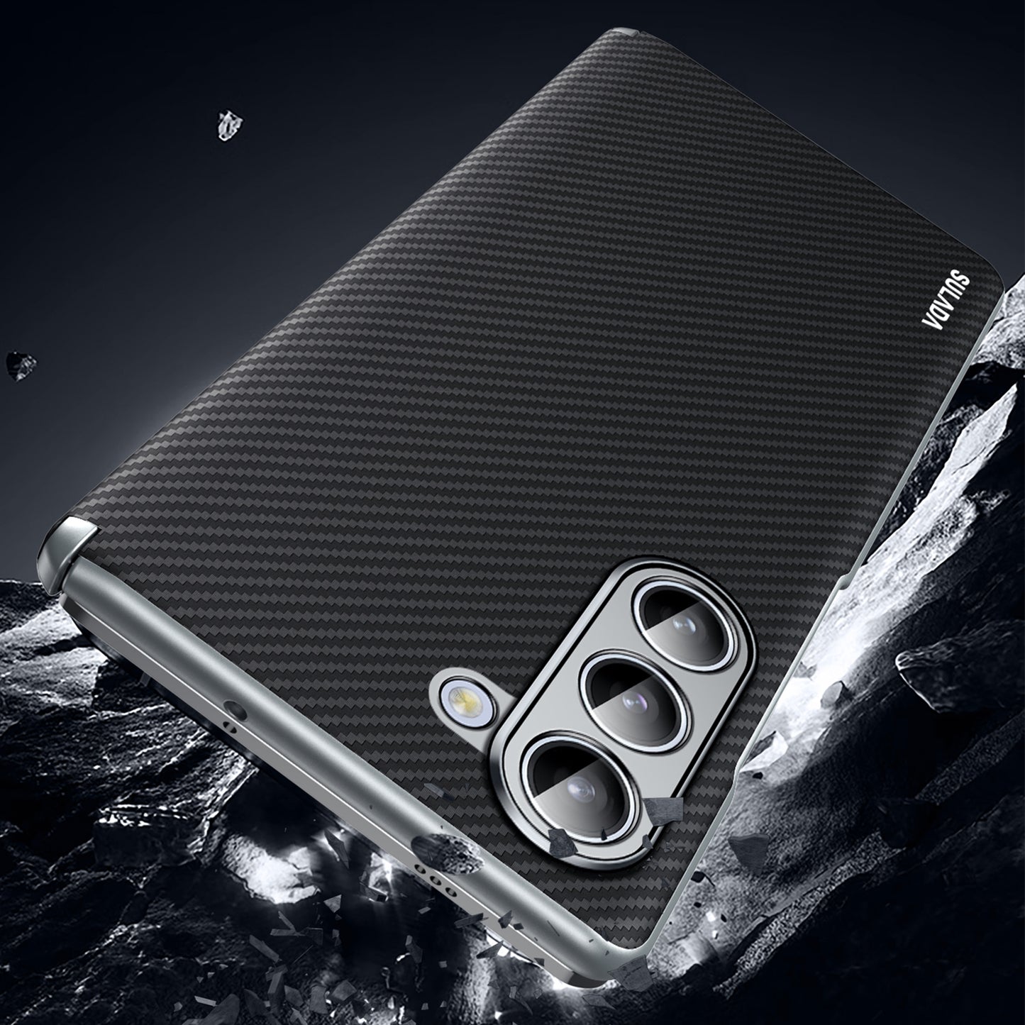SULADA For Samsung Galaxy Z Fold6 5G Magnetic Case Carbon Fiber Texture Leather+PC Phone Cover - Blue