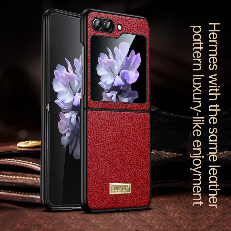 SULADA For Samsung Galaxy Z Flip6 5G Case Litchi Texture Leather Back Phone Cover - Brown