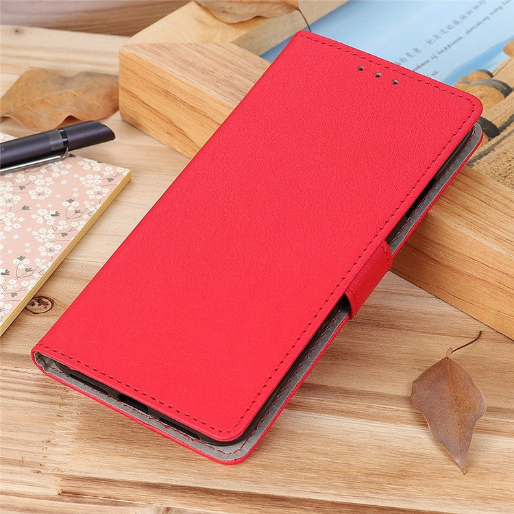 For Motorola Edge 30 Neo 5G Anti-scratch PU Leather Phone Case Anti-shock Folio Flip Protective Cover Wallet Stand - Red