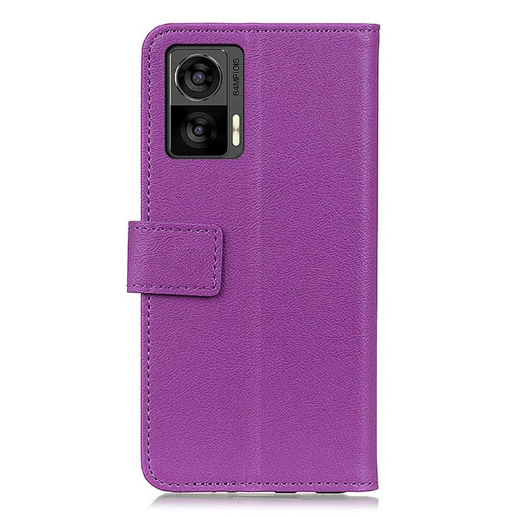 For Motorola Edge 30 Neo 5G Anti-scratch PU Leather Phone Case Anti-shock Folio Flip Protective Cover Wallet Stand - Purple