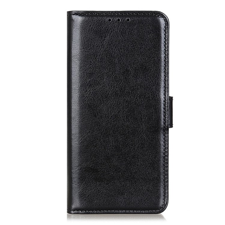 For Motorola Edge 30 Neo 5G Drop-proof Crazy Horse Texture Phone Case Anti-shock PU Leather Wallet Cover with Stand - Black