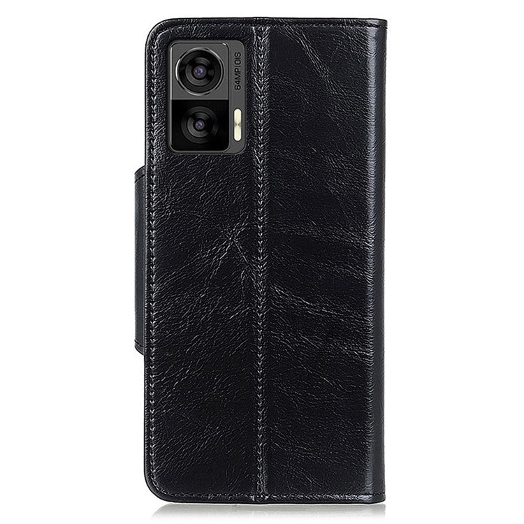 For Motorola Edge 30 Neo 5G Shockproof Folio Flip Wallet Stand Phone Case Magnetic Clasp PU Leather + TPU Protective Phone Cover - Black