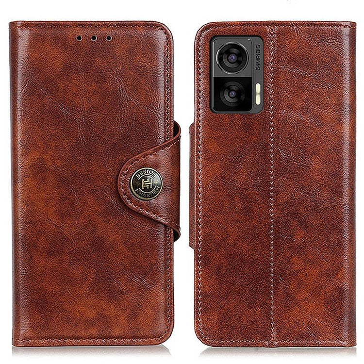 For Motorola Edge 30 Neo 5G Shockproof Folio Flip Wallet Stand Phone Case Magnetic Clasp PU Leather + TPU Protective Phone Cover - Brown