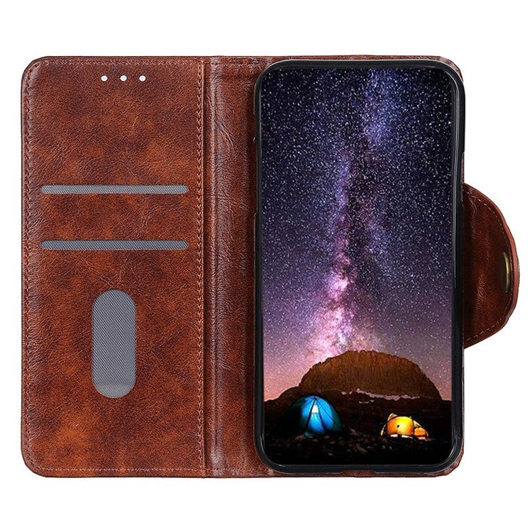 For Motorola Edge 30 Neo 5G Shockproof Folio Flip Wallet Stand Phone Case Magnetic Clasp PU Leather + TPU Protective Phone Cover - Brown