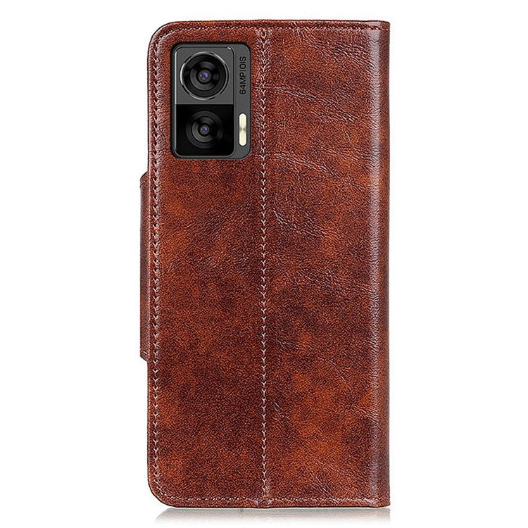 For Motorola Edge 30 Neo 5G Shockproof Folio Flip Wallet Stand Phone Case Magnetic Clasp PU Leather + TPU Protective Phone Cover - Brown