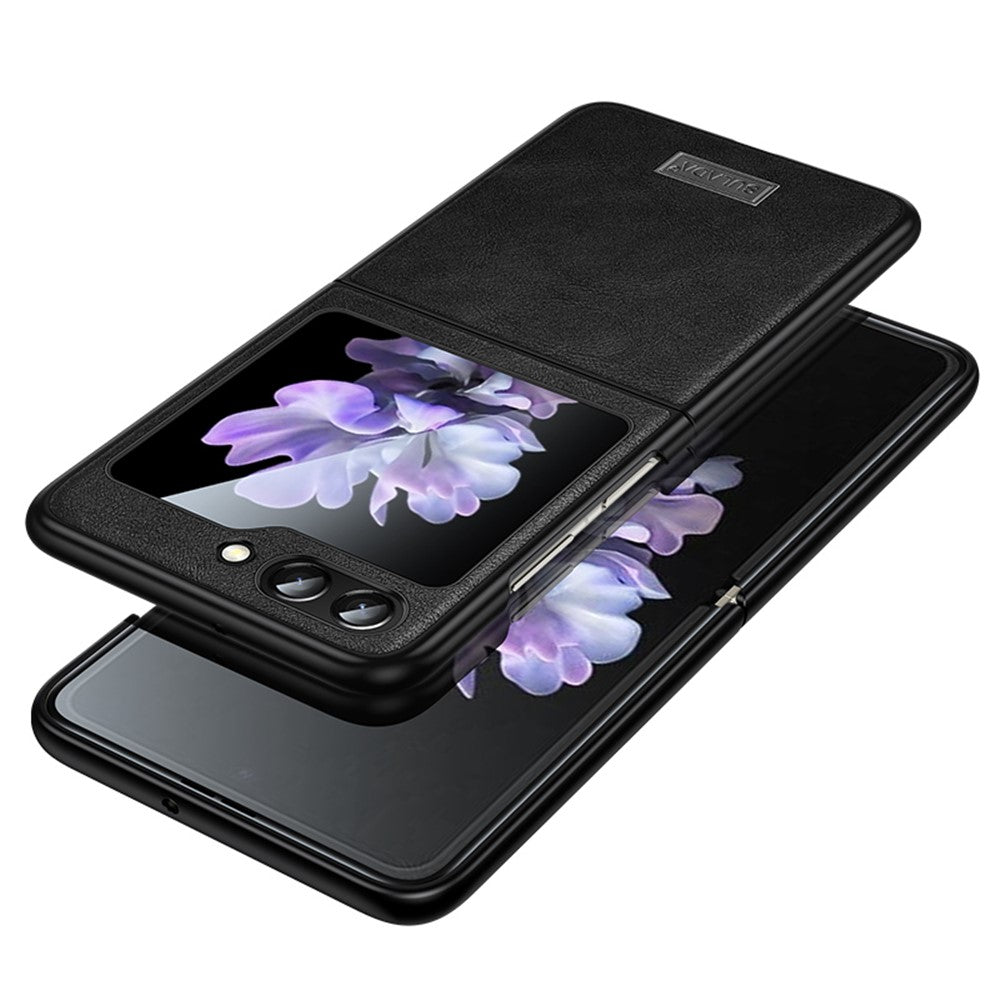 SULADA For Samsung Galaxy Z Flip7 FE 5G / Z Flip6 5G Case PU Leather+TPU+PC Back Phone Cover - Black