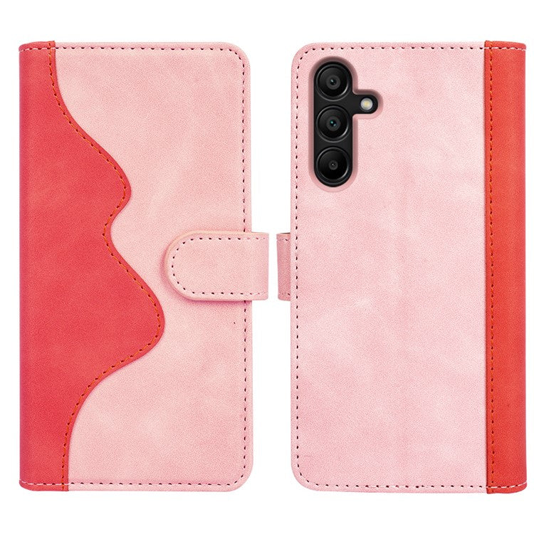 For Samsung Galaxy M15 5G Case Dual Color Splicing Phone Leather Cover - Pink