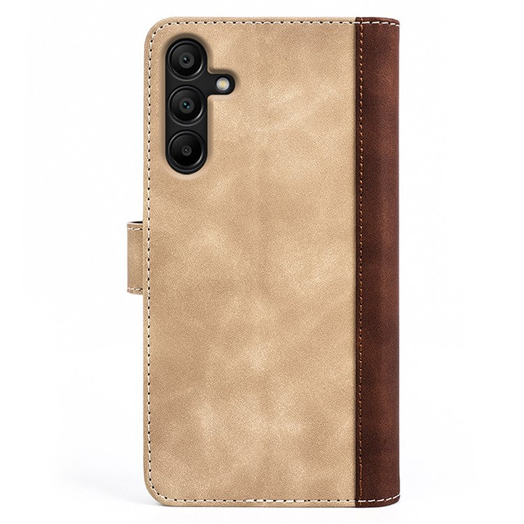 For Samsung Galaxy M15 5G Case Dual Color Splicing Phone Leather Cover - Yellow