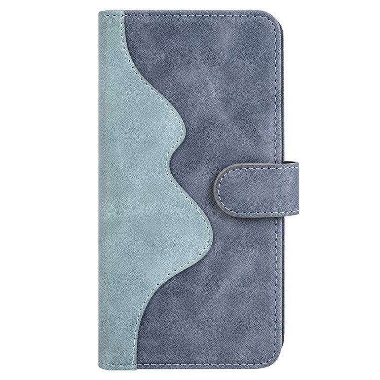 For Samsung Galaxy M15 5G Case Dual Color Splicing Phone Leather Cover - Blue