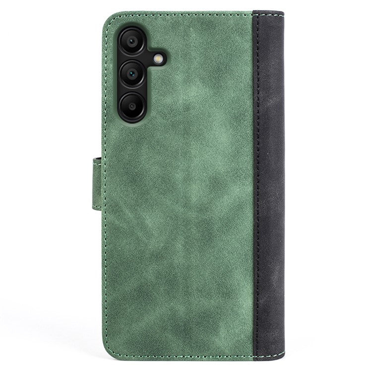 For Samsung Galaxy M15 5G Case Dual Color Splicing Phone Leather Cover - Green