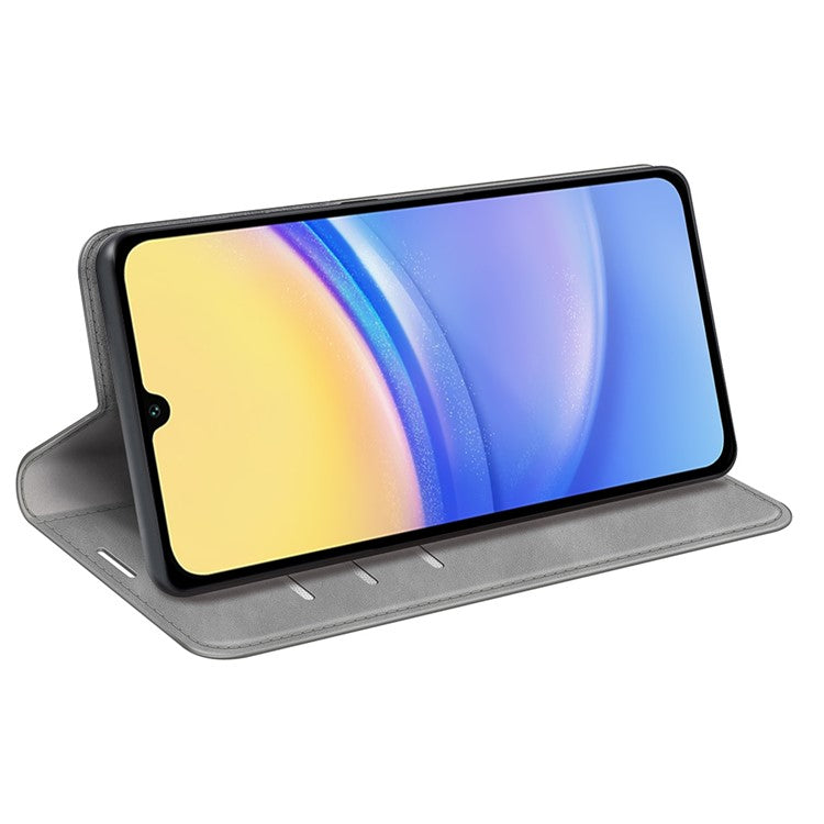 For Samsung Galaxy M15 5G Case Skin Feel Anti-Scratch Leather Wallet Phone Cover - Grey
