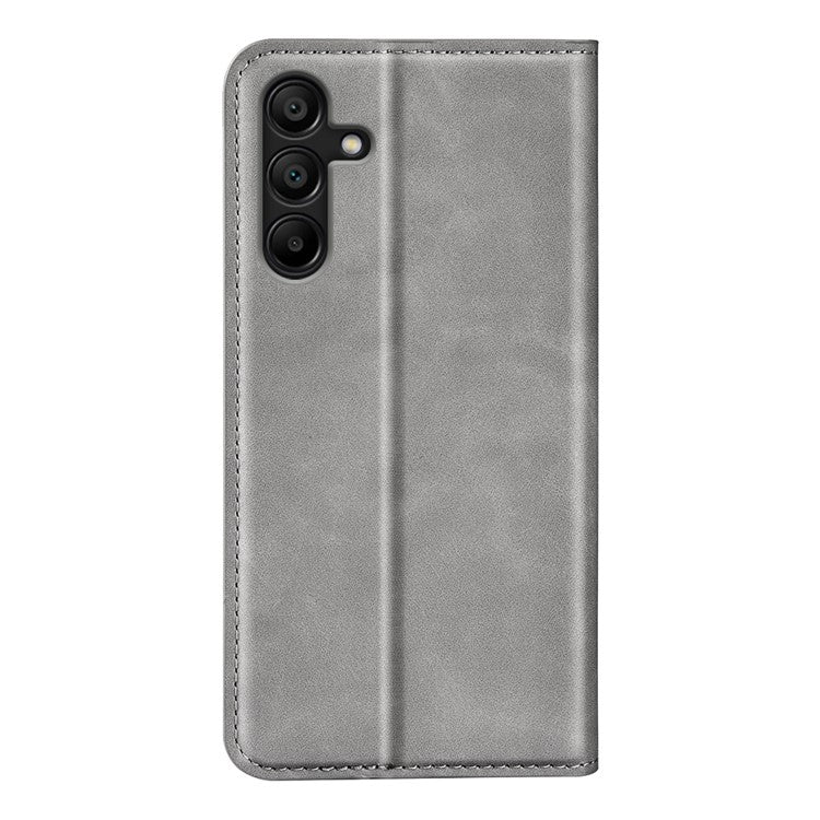 For Samsung Galaxy M15 5G Case Skin Feel Anti-Scratch Leather Wallet Phone Cover - Grey