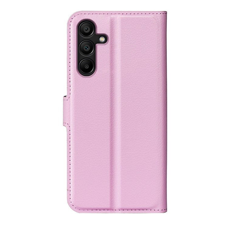 For Samsung Galaxy M15 5G Case Litchi Texture Leather Phone Cover Card Slot Magnetic Clasp - Pink
