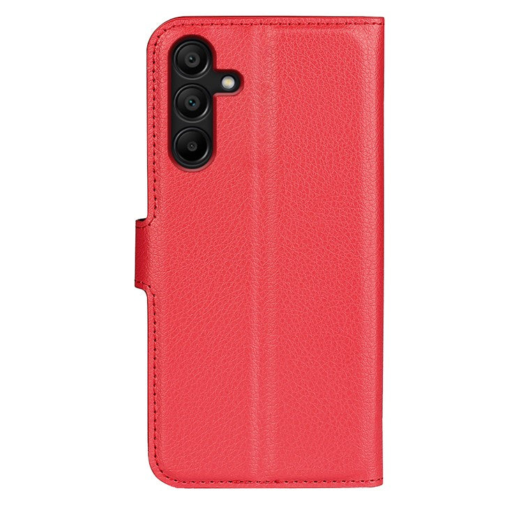 For Samsung Galaxy M15 5G Case Litchi Texture Leather Phone Cover Card Slot Magnetic Clasp - Red