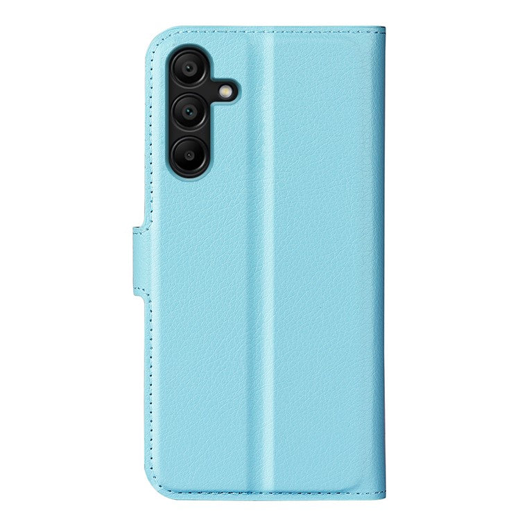 For Samsung Galaxy M15 5G Case Litchi Texture Leather Phone Cover Card Slot Magnetic Clasp - Blue