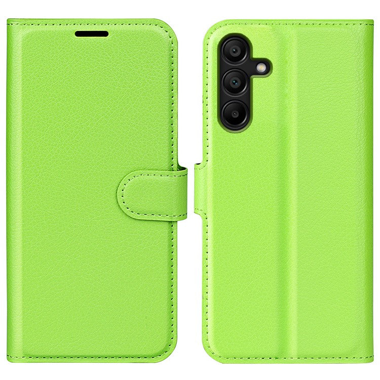 For Samsung Galaxy M15 5G Case Litchi Texture Leather Phone Cover Card Slot Magnetic Clasp - Green