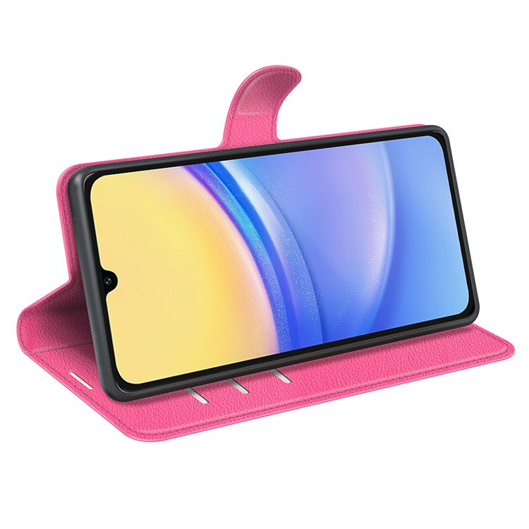 For Samsung Galaxy M15 5G Case Litchi Texture Leather Phone Cover Card Slot Magnetic Clasp - Rose