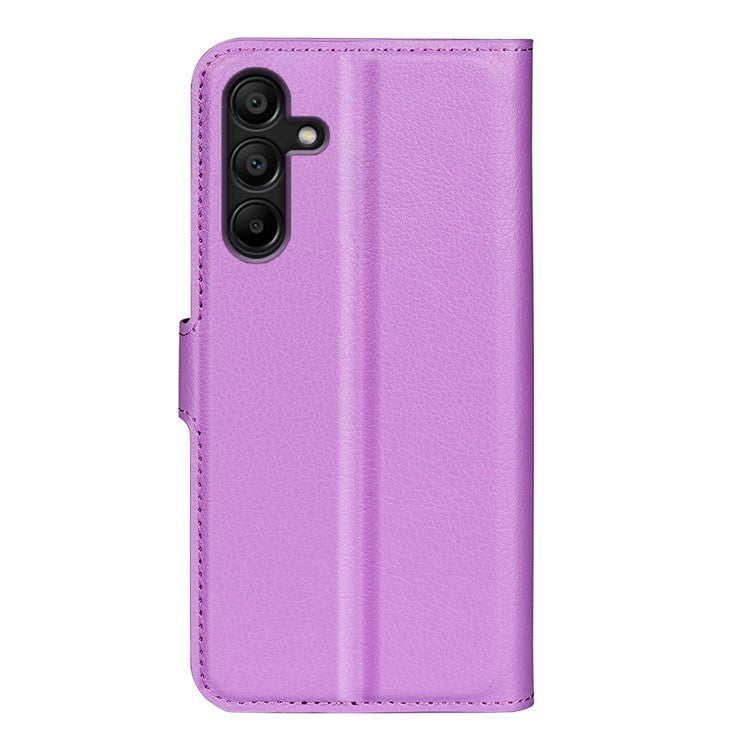 For Samsung Galaxy M15 5G Case Litchi Texture Leather Phone Cover Card Slot Magnetic Clasp - Purple