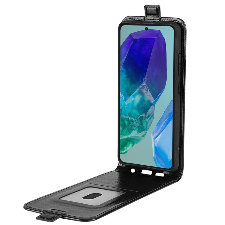 For Samsung Galaxy M55 5G / C55 5G / F55 5G Case Vertical Flip Card Slots Leather Phone Cover - Black