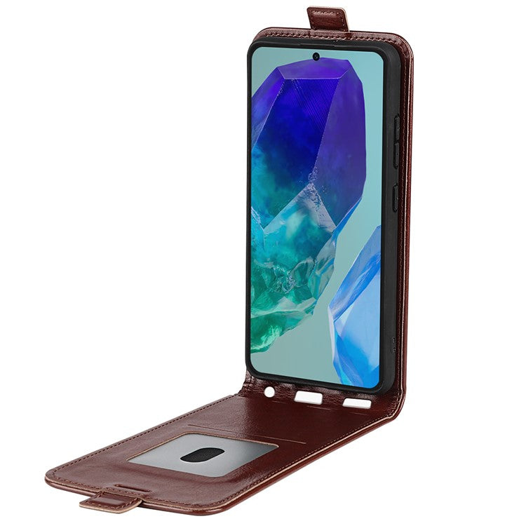 For Samsung Galaxy M55 5G / C55 5G / F55 5G Case Vertical Flip Card Slots Leather Phone Cover - Brown