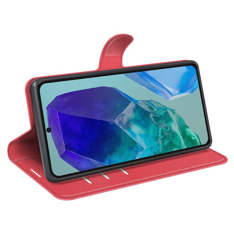 For Samsung Galaxy M55 5G / C55 5G / F55 5G Case Litchi Texture Card Slot Leather Phone Cover with Wallet - Red