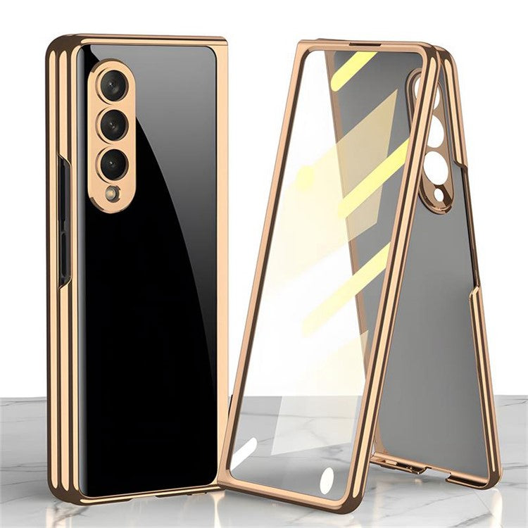 GKK For Samsung Galaxy Z Fold4 5G Electroplating Tempered Glass + PC Folding Phone Case with Tempered Glass Screen Film - Black