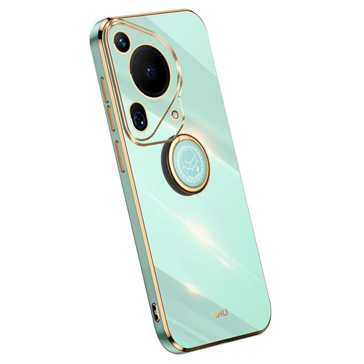 XINLI For Huawei Pura 70 Ultra Case Kickstand Electroplating TPU Phone Cover - Cyan
