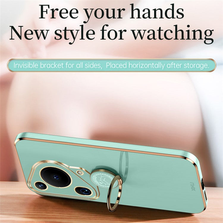 XINLI For Huawei Pura 70 Ultra Case Kickstand Electroplating TPU Phone Cover - Cyan